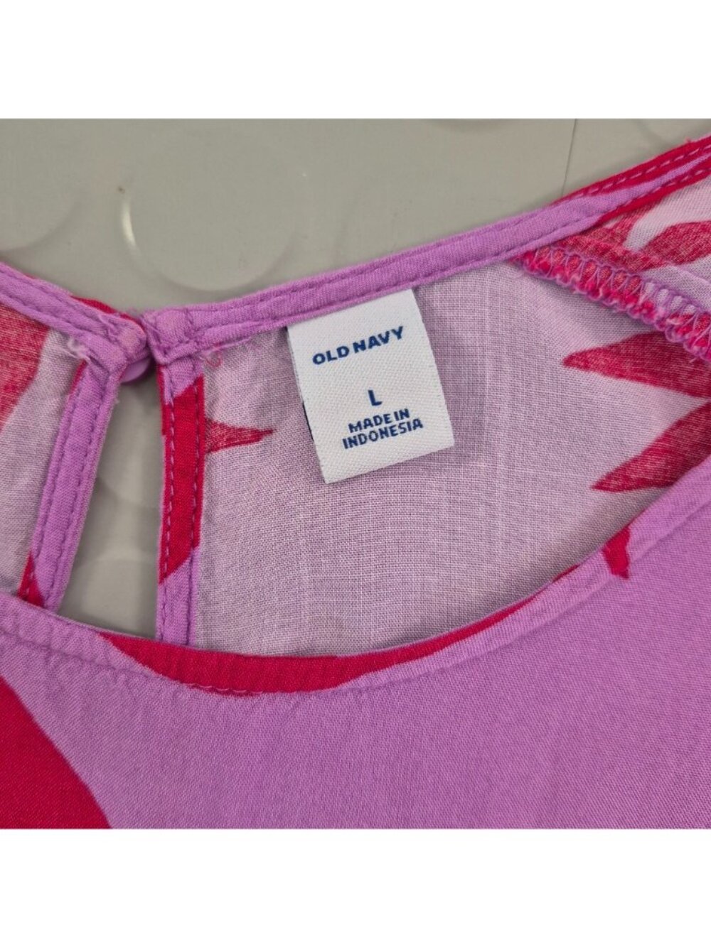 Old Navy Women's Floral Print Pink & Red Sleeveless Top Size L - Picture 7 of 8
